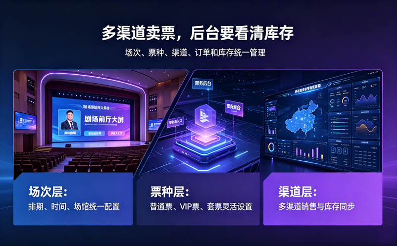演出票务系统如何支持多场次、多票种和多渠道售卖？