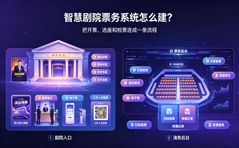智慧剧院票务系统怎么建？把开票、选座和检票连成一条流程