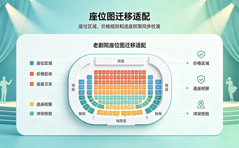 老剧院更换票务系统时,历史会员、订单和座位图怎样迁移? 老剧院更换票务系统时,历史会员、订单和座位图怎样迁移?