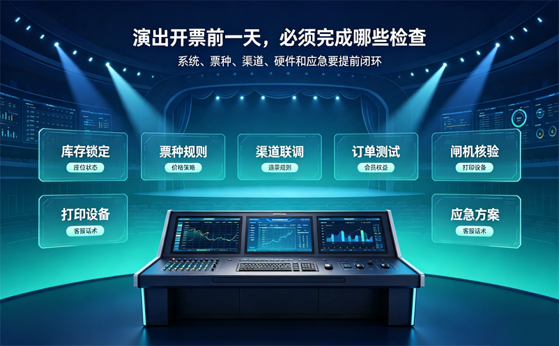 演出开票前一天，剧场售检票系统必须完成的12项检查