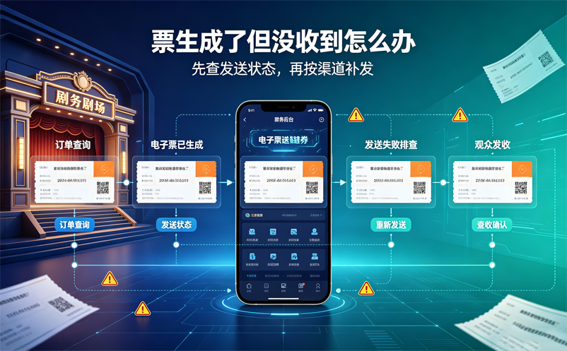 电子票生成成功但观众没收到，演出票务系统应该怎样补发？