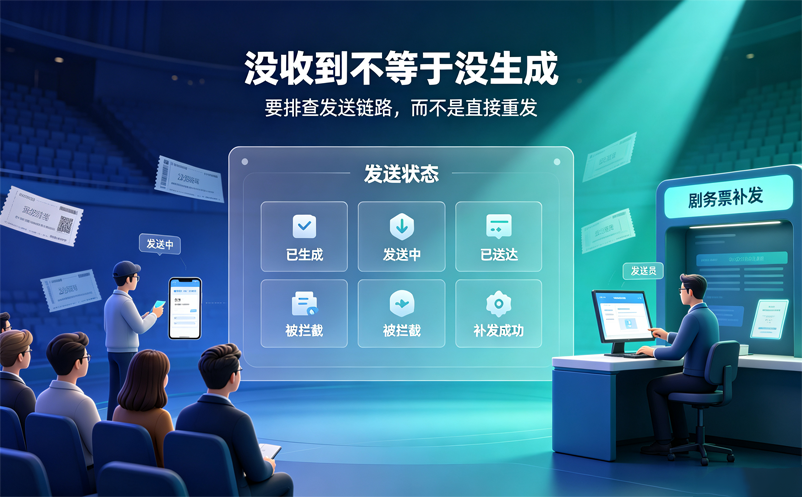 电子票生成成功但观众没收到，演出票务系统应该怎样补发？